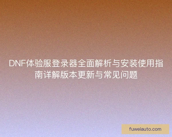 DNF体验服登录器全面解析与安装使用指南详解版本更新与常见问题