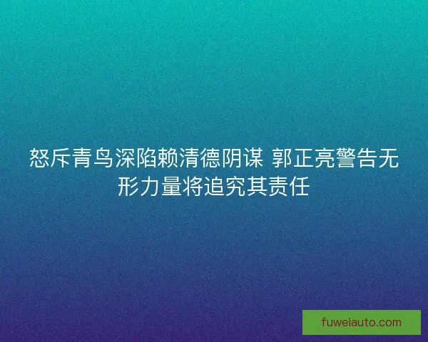 怒斥青鸟深陷赖清德阴谋 郭正亮警告无形力量将追究其责任