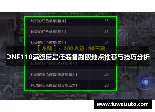DNF110满级后最佳装备刷取地点推荐与技巧分析